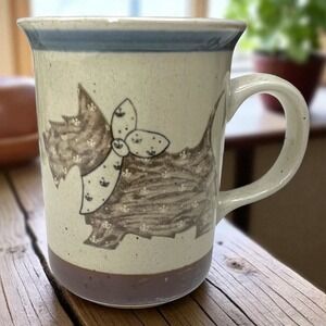Vintage Scottie Dog Coffee Mug Set of 4,‎ Stonewear Tea Cup, Cute Puppy